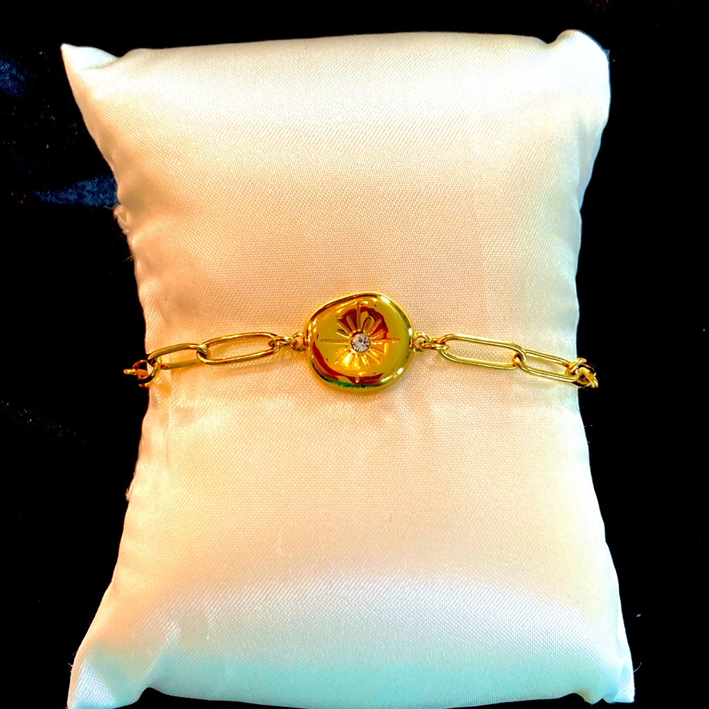Costume Gold Bracelet With Faux Diamond